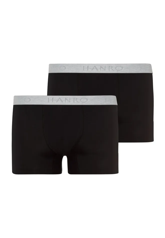 2Pack Cotton Boxer Briefs Black Men HANRO Multipacks