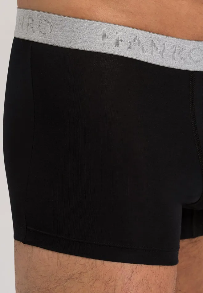 2Pack Cotton Boxer Briefs Black Men HANRO Multipacks