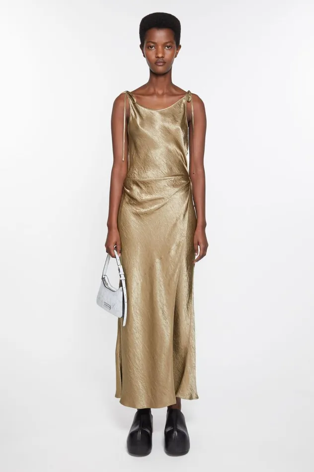 Acne Studios Satin Dress Old Green Women Dresses