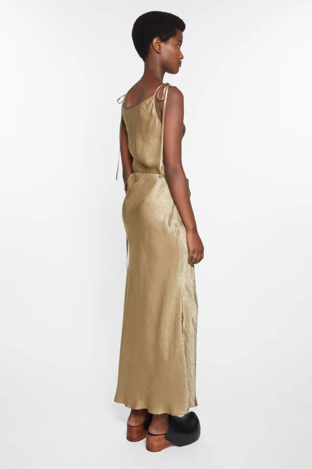 Acne Studios Satin Dress Old Green Women Dresses