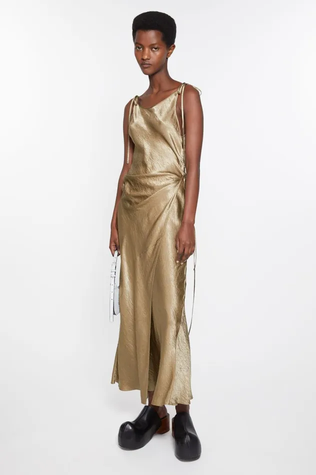 Acne Studios Satin Dress Old Green Women Dresses