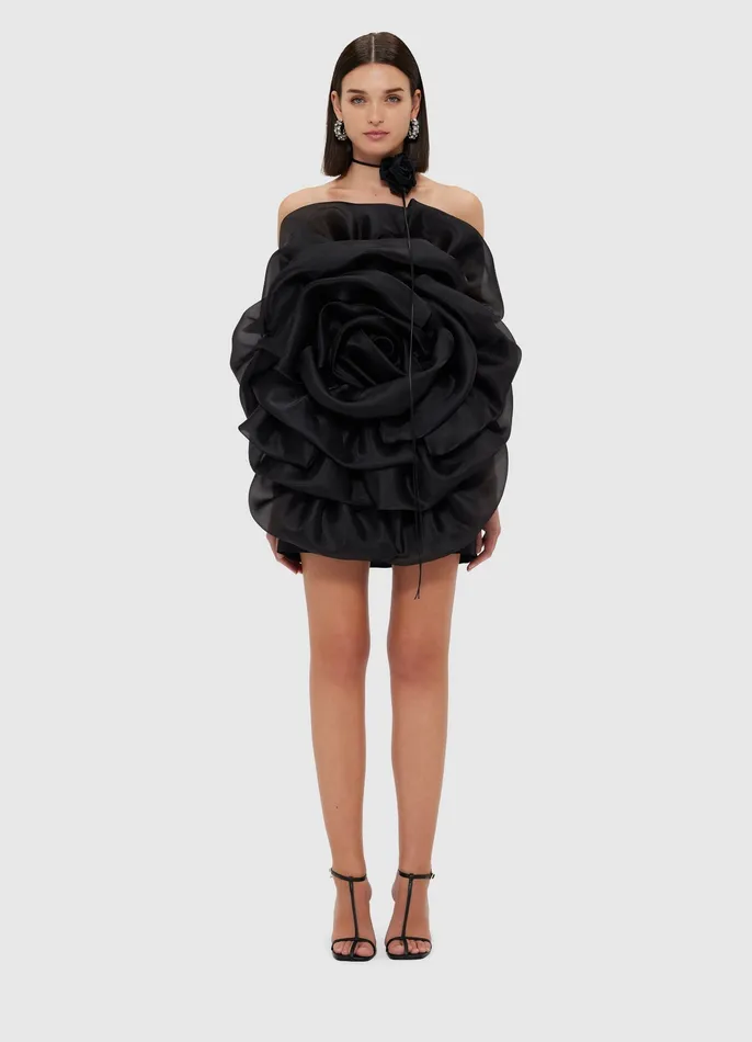 Bloom Rose Mini Dress 8211 Ebony Dresses and Jumpsuits LEO LIN Women
