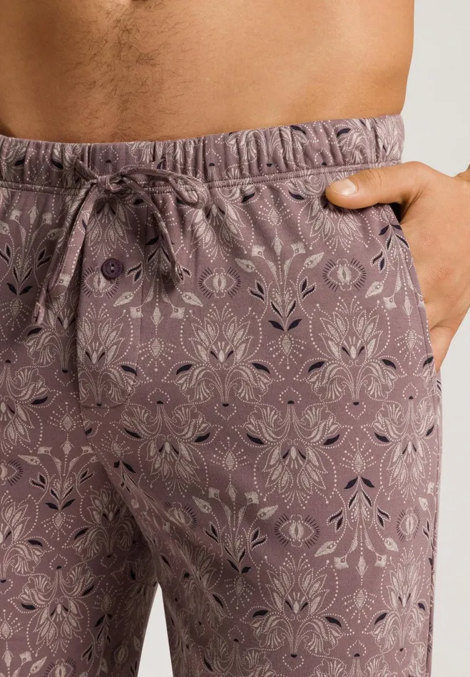 Cotton Drawstring Pajama Pants Pin Patternwork Dark Men HANRO Pajama Bottoms