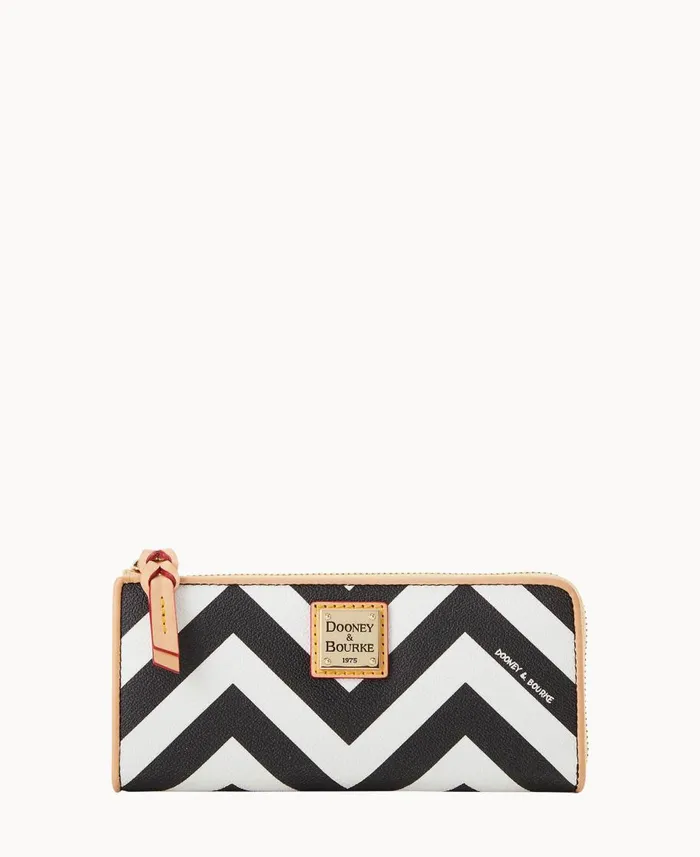 Dooney and Bourke Wallets Chevron Zip Clutch Black 8211 WomenMen