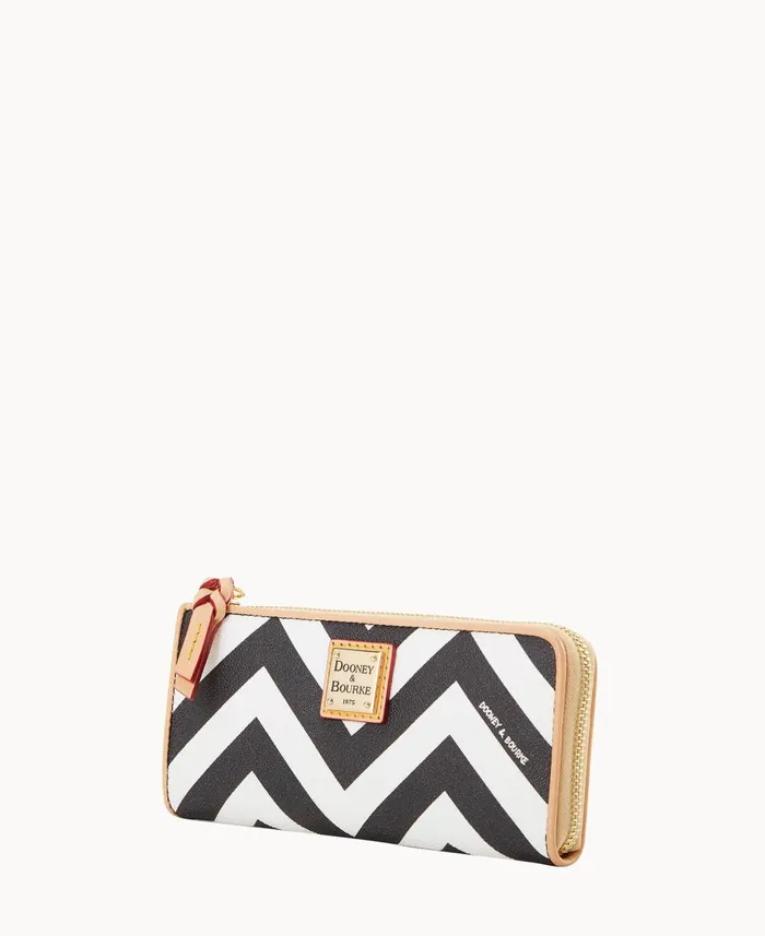 Dooney and Bourke Wallets Chevron Zip Clutch Black 8211 WomenMen