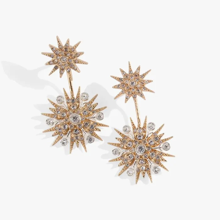 Earrings Women Alex And Ani TwoInOne Snowflake Ear Jacket Earrings Two Tone