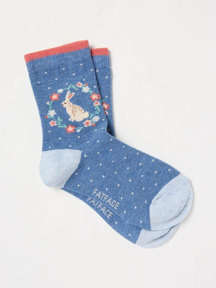 Fat Face Socks Light Blue Bunny Socks 1 Pack 8211 Kids
