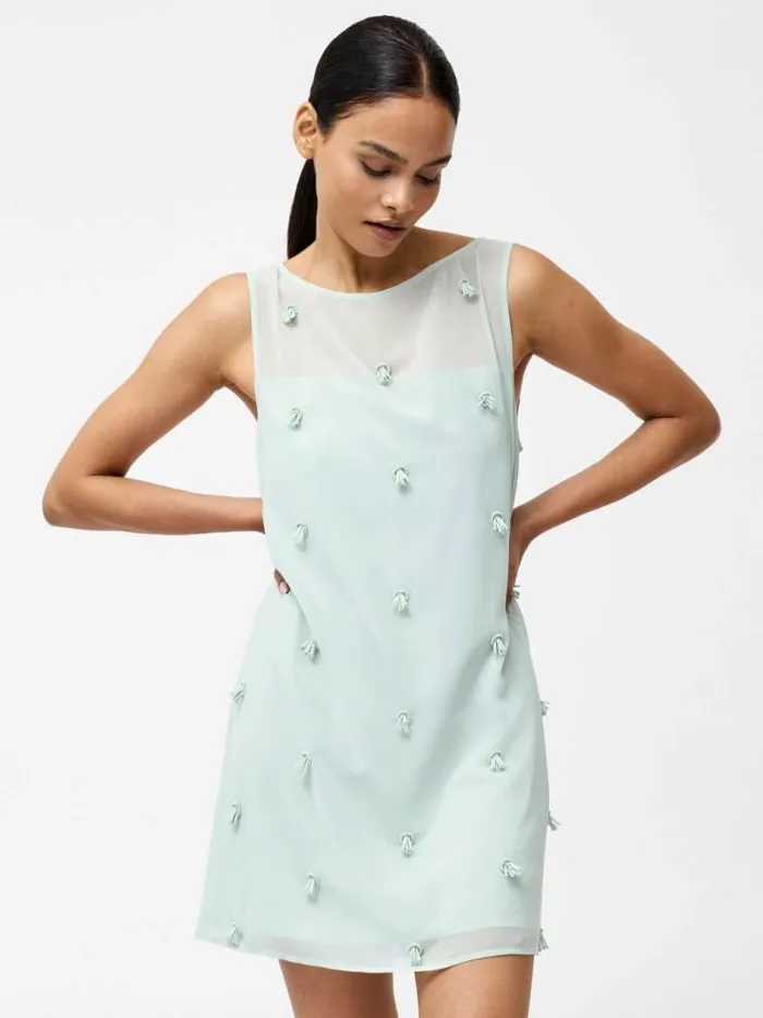 French Connection Cameron Embellished Shift Dress Sea Mist Green Women Dresses