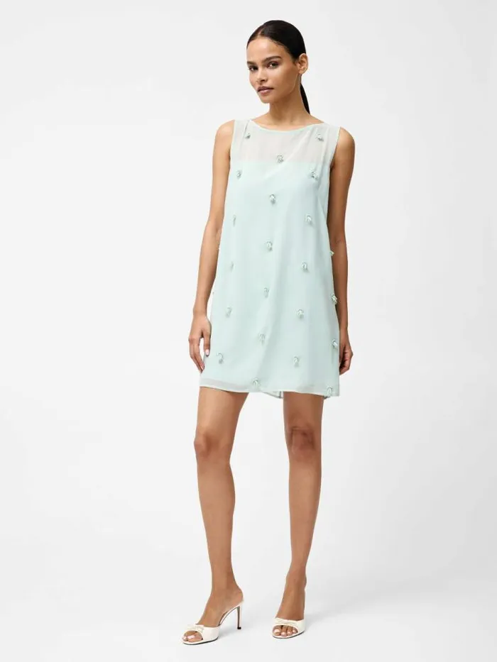 French Connection Cameron Embellished Shift Dress Sea Mist Green Women Dresses
