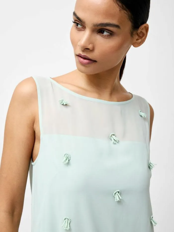 French Connection Cameron Embellished Shift Dress Sea Mist Green Women Dresses