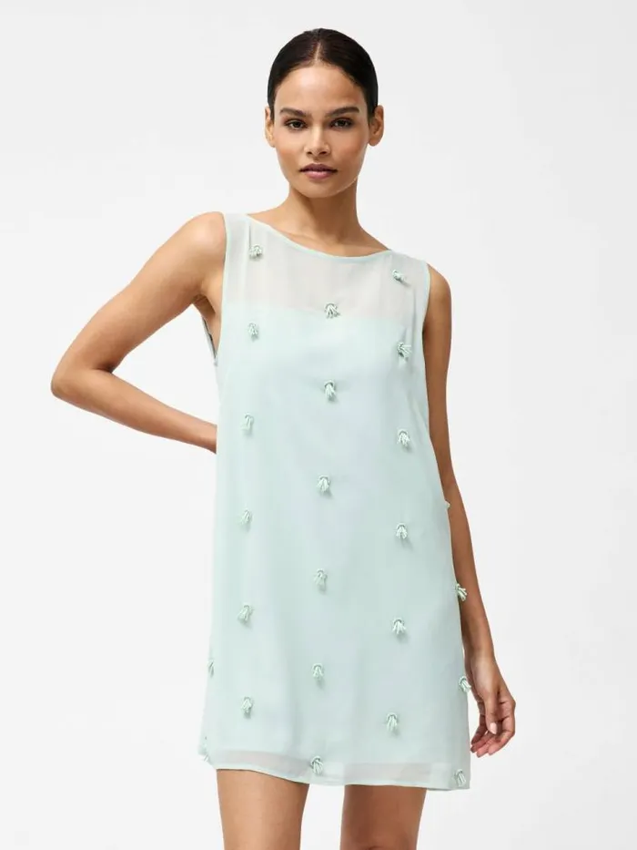 French Connection Cameron Embellished Shift Dress Sea Mist Green Women Dresses