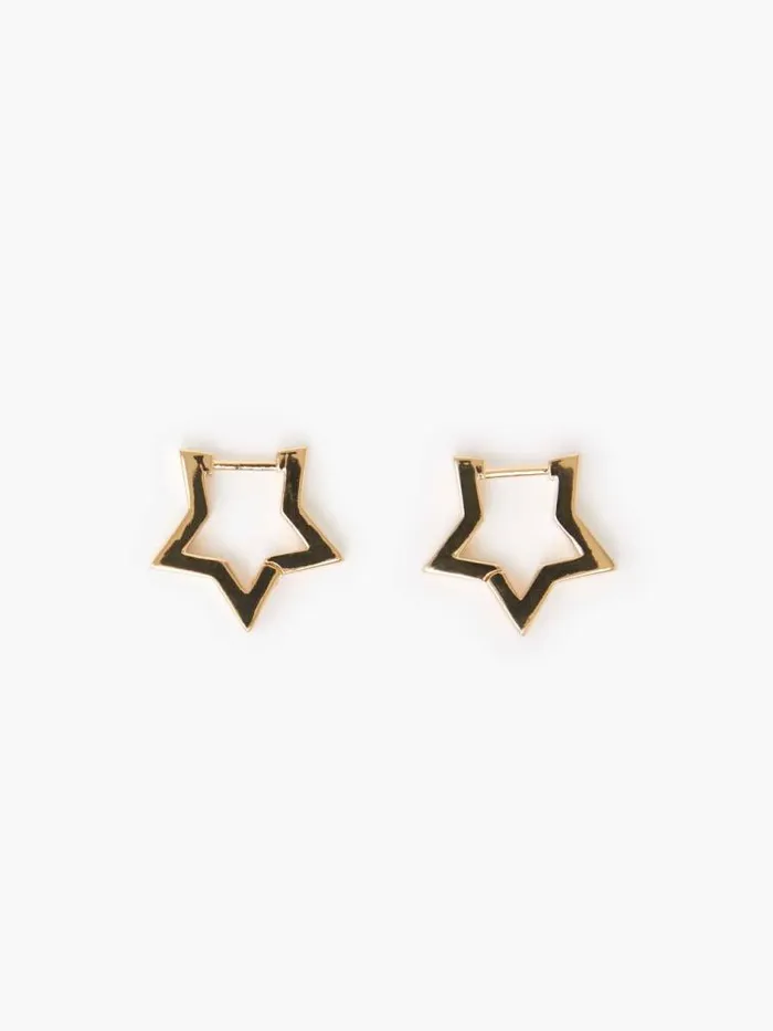 French Connection Chunky Star Hoop Earrings Gold Women Jewellery