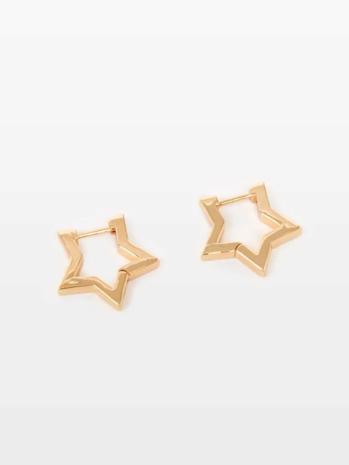 French Connection Chunky Star Hoop Earrings Gold Women Jewellery