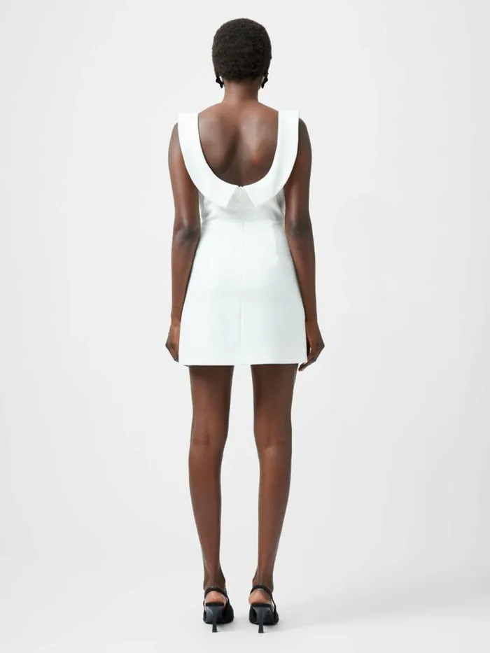 French Connection Whisper Collar Mini Dress Summer White Women Dresses