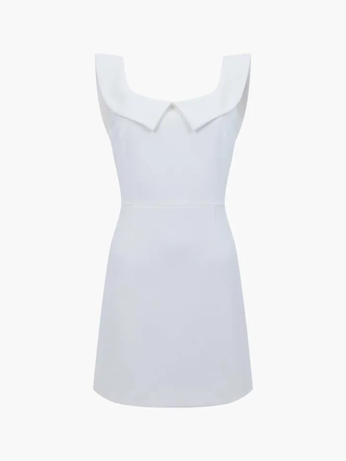 French Connection Whisper Collar Mini Dress Summer White Women Dresses