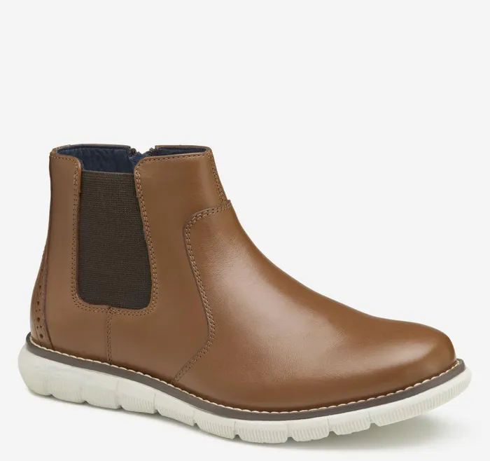 Johnston and Murphy Big Kid Holden Chelsea Boot Tan Full Grain Boys Big Kid