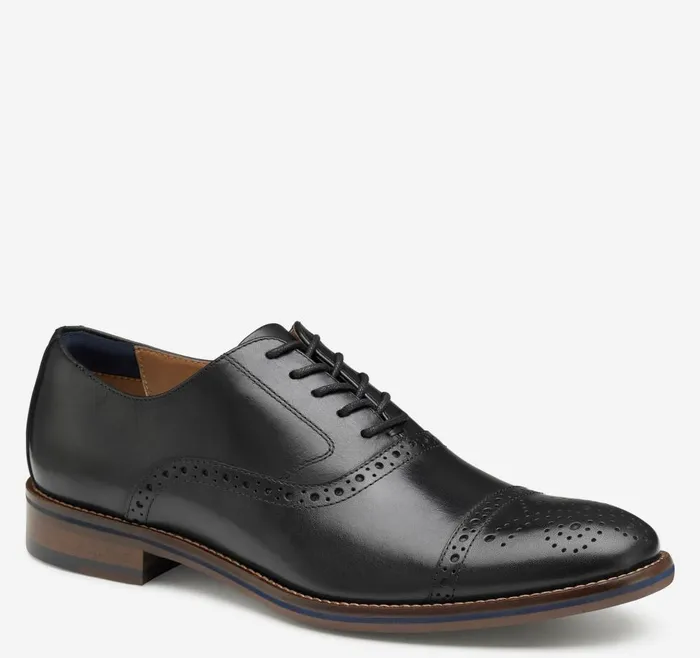 Johnston and Murphy Conard 20 Cap Toe Black Full Grain Men LaceUps