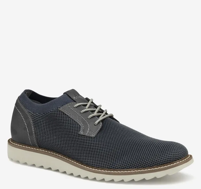 Johnston and Murphy Duncan Knit Plain Toe Navy Knitcamoembossed Leather Men LaceUps