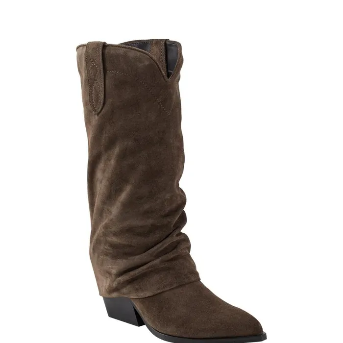 Marc Fisher Casual Boots Women Calysta Block Heel Pointy Toe Boot Dark Green