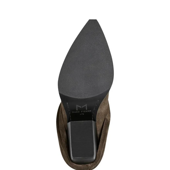Marc Fisher Casual Boots Women Calysta Block Heel Pointy Toe Boot Dark Green