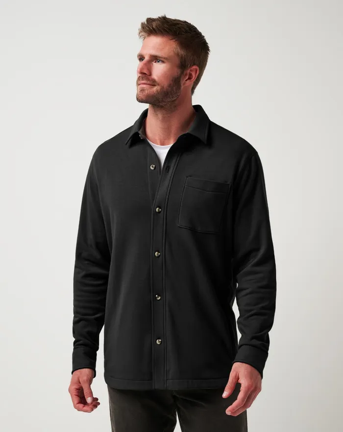 Men ButtonUps TravisMathew CLOUD SHIRT JACKET Black