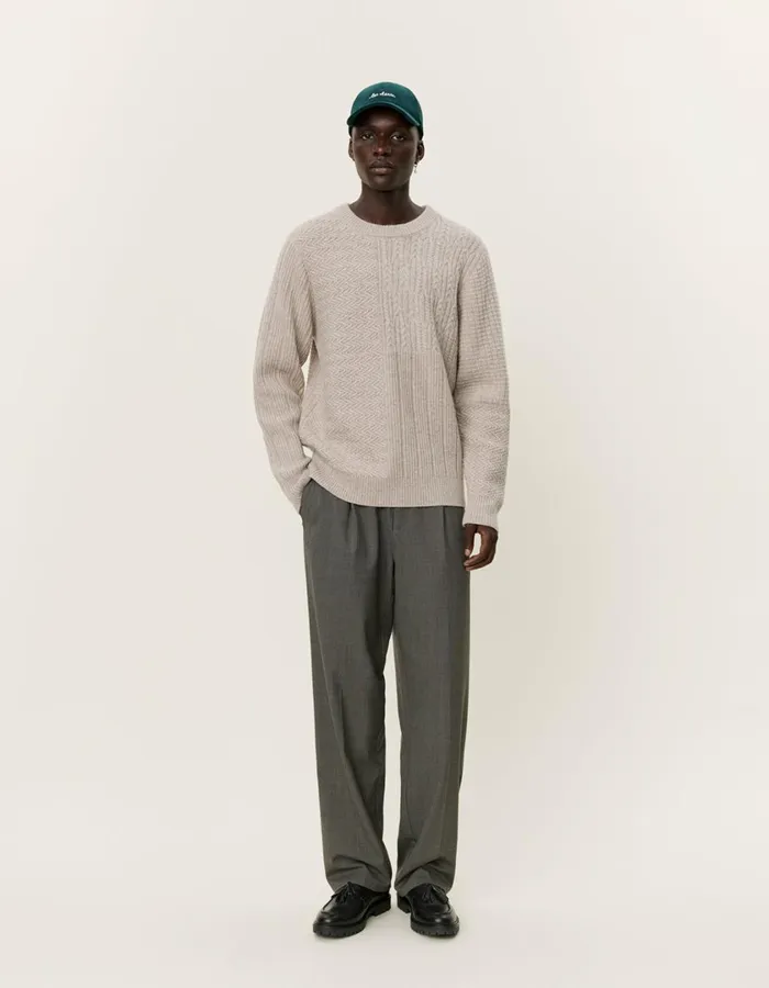 Men Fernando Roundneck 8211 Oatmeal Mlange Les Deux Knitwear