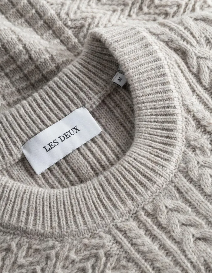 Men Fernando Roundneck 8211 Oatmeal Mlange Les Deux Knitwear
