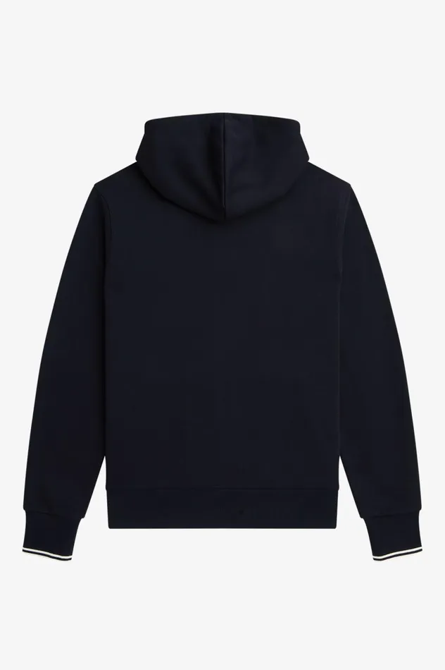 Men Hooded Zip Through Sweatshirt Navy Fred Perry Sweatshirts