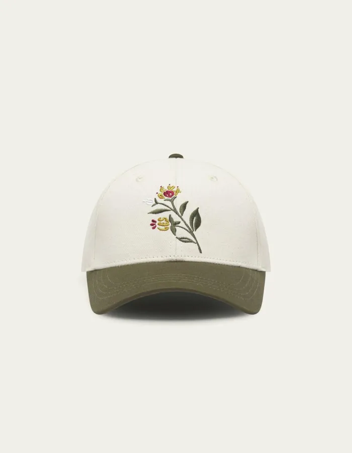 Men Les Deux Flower Baseball Cap 8211 IvoryOlive Night Les Deux CapsHats
