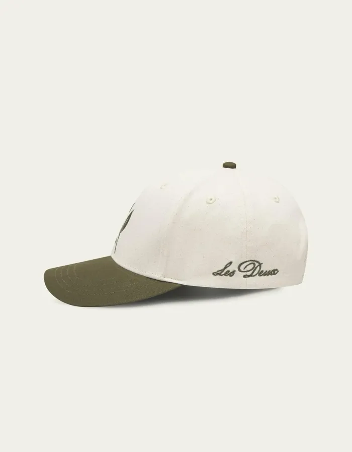 Men Les Deux Flower Baseball Cap 8211 IvoryOlive Night Les Deux CapsHats