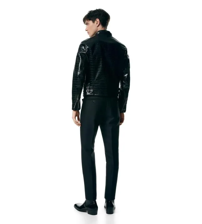 Men Outerwear Tom Ford Printed Croc Zip Biker Black