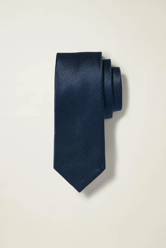 Men Premium Necktie Navy Blue Geo Bonobos Ties and Pocket Squares