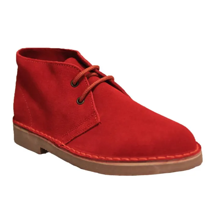 RWandCO Shoes Roamers 8211 Mens Real Suede Unlined Desert Boots Medium Red 8211 Men