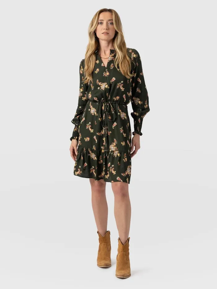 Saint And Sofia Dresses Women Mini Olivia Zip Up Dress 8211 Khaki Paisley Khaki Paisley