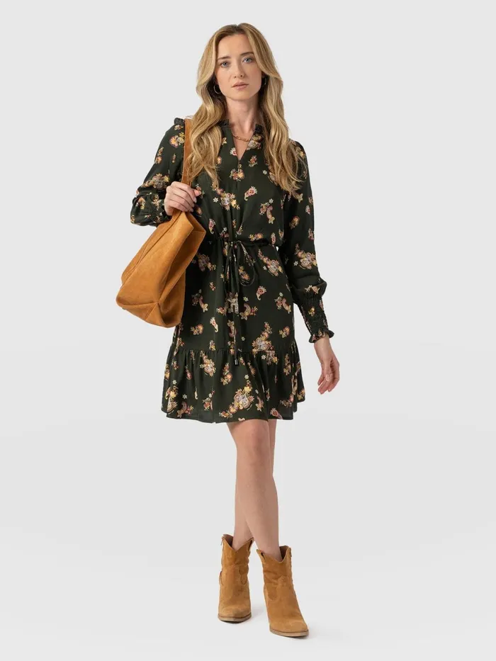 Saint And Sofia Dresses Women Mini Olivia Zip Up Dress 8211 Khaki Paisley Khaki Paisley