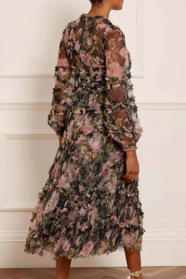 WeddingWomen Needle and Thread English Rose Diamond Ruffle Ballerina Dress Black WeddingWomen Needle and Thread English Rose Diamond Ruffle Ballerina Dress Black