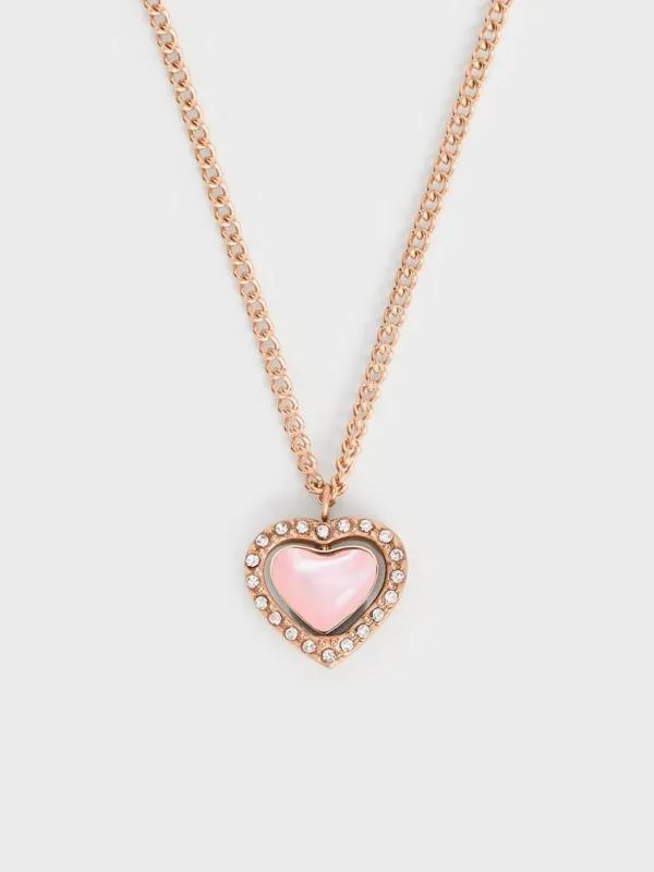 Women Annalise Crystal HeartStone Necklace 8211 Rose Gold CHARLES and KEITH Necklaces