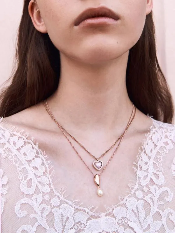 Women Annalise Crystal HeartStone Necklace 8211 Rose Gold CHARLES and KEITH Necklaces