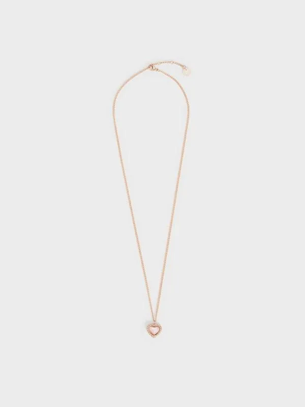 Women Annalise Crystal HeartStone Necklace 8211 Rose Gold CHARLES and KEITH Necklaces