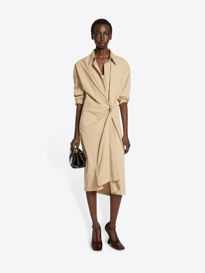 Women Dries Van Noten Dresses Draped Cotton Dress