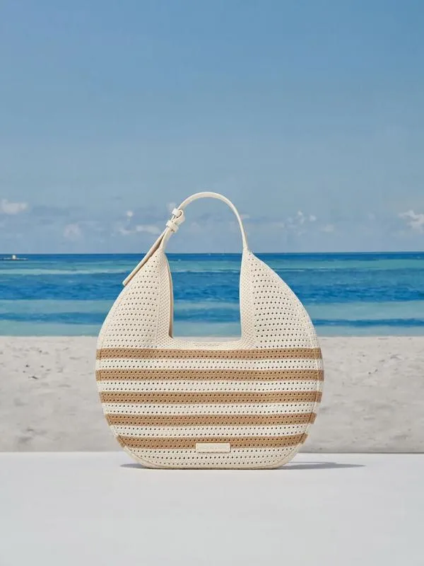 Women Ida Knitted Striped Hobo Bag 8211 Sand CHARLES and KEITH Hobo Bags