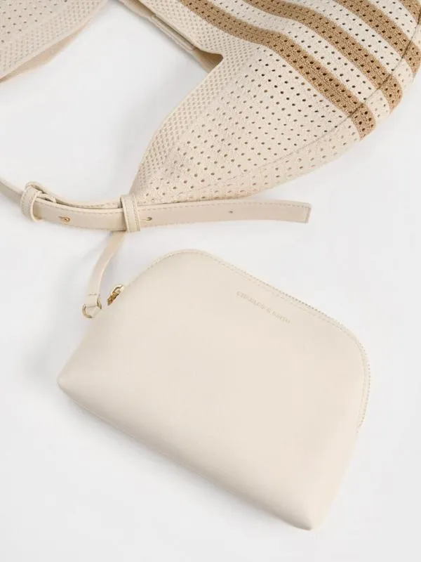 Women Ida Knitted Striped Hobo Bag 8211 Sand CHARLES and KEITH Hobo Bags