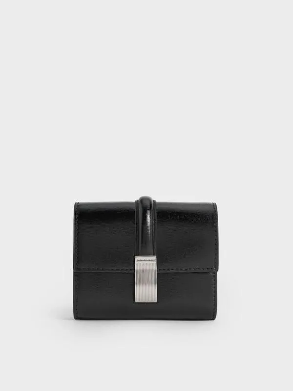 Women Wisteria MetallicAccent Wallet 8211 Noir CHARLES and KEITH Small Wallets