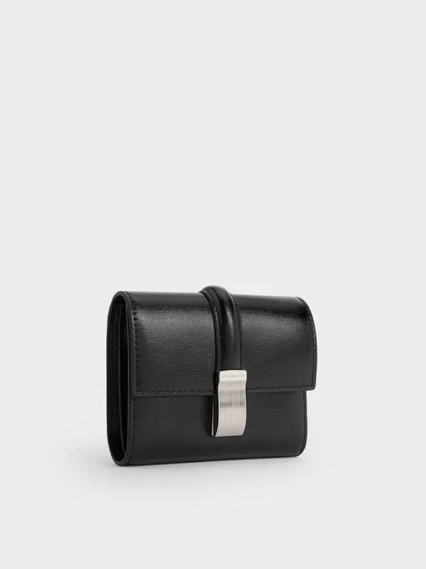 Women Wisteria MetallicAccent Wallet 8211 Noir CHARLES and KEITH Small Wallets