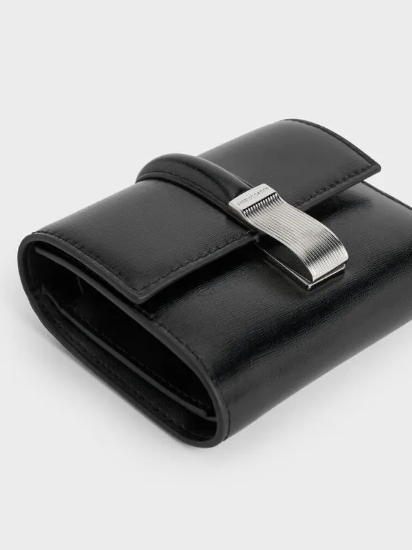 Women Wisteria MetallicAccent Wallet 8211 Noir CHARLES and KEITH Small Wallets