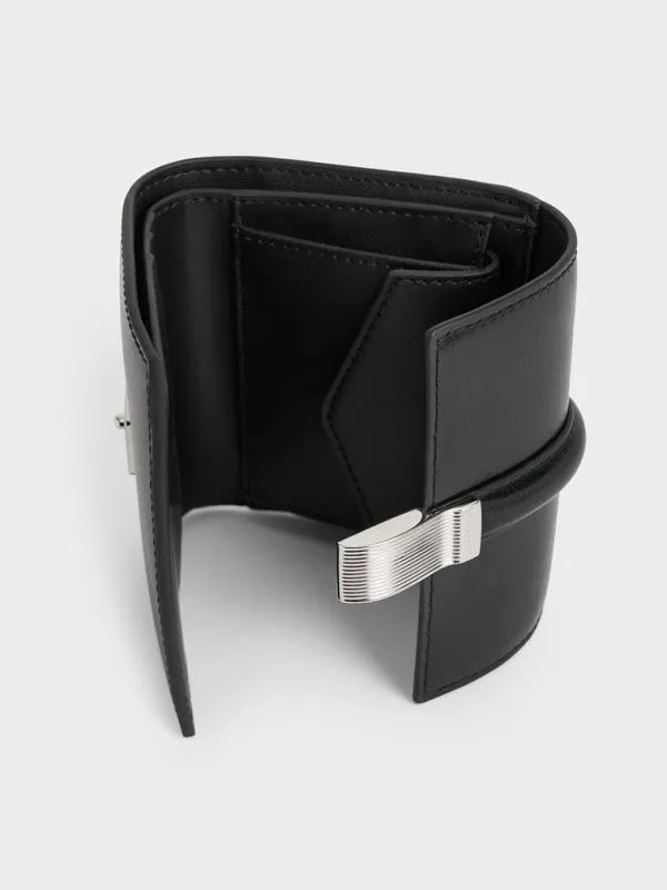 Women Wisteria MetallicAccent Wallet 8211 Noir CHARLES and KEITH Small Wallets