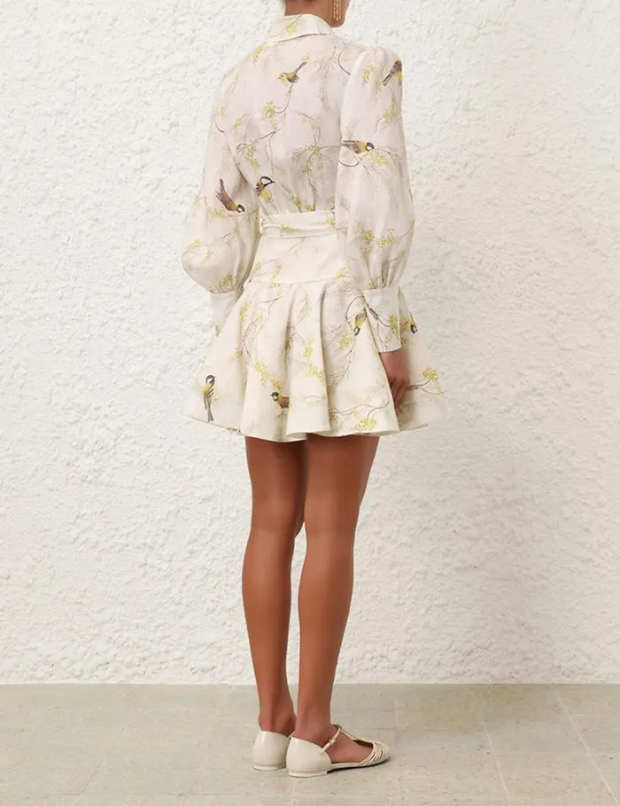 Zimmermann Clothing Wrap Mini Dress Acacia Birds 8211 Women