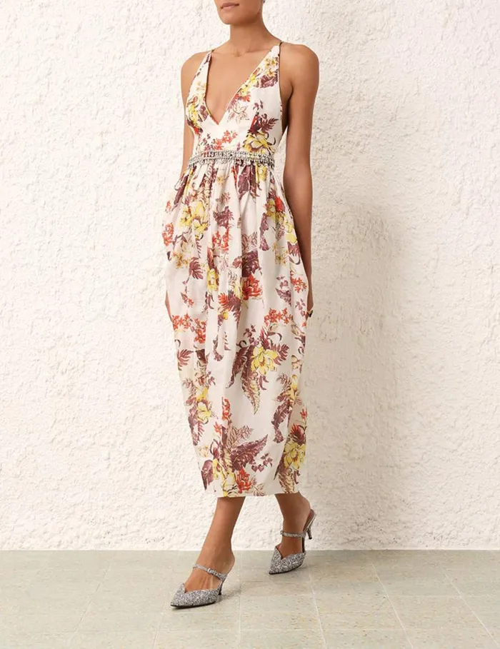 Zimmermann Dresses Matchmaker Tulip Dress Ivory Tropical Floral 8211 Women