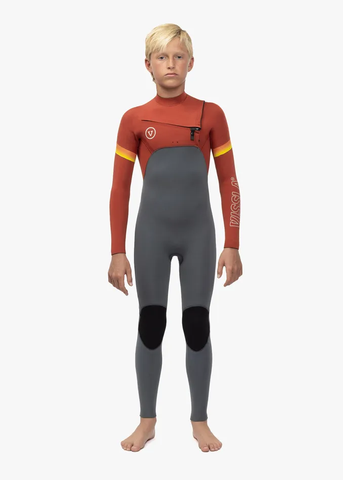 7 Seas Boys Raditude 43 Full Chest Zip Wetsuit Rust Wetsuits Vissla Youth