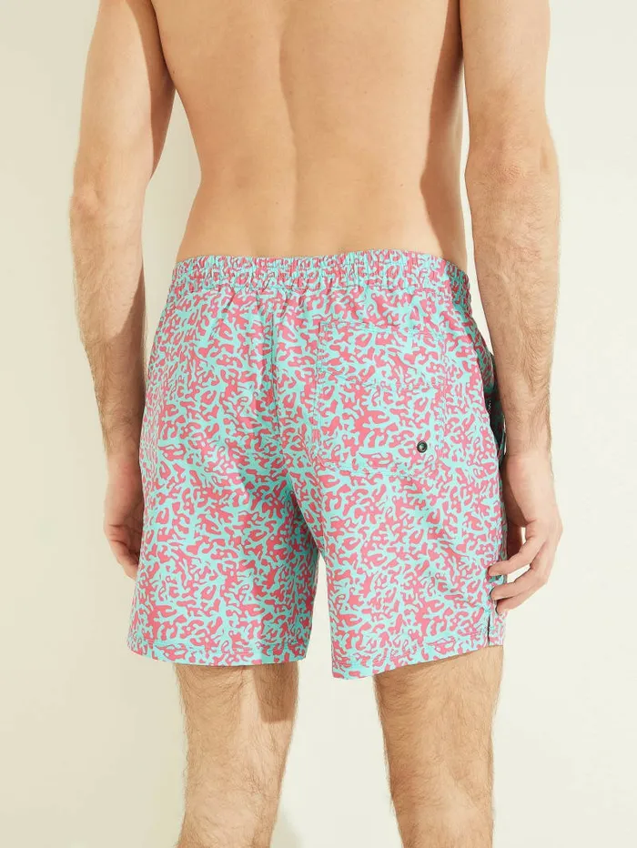 Abstract Swim Trunks FuchsiaBlue Pixel Men Swim GUESS
